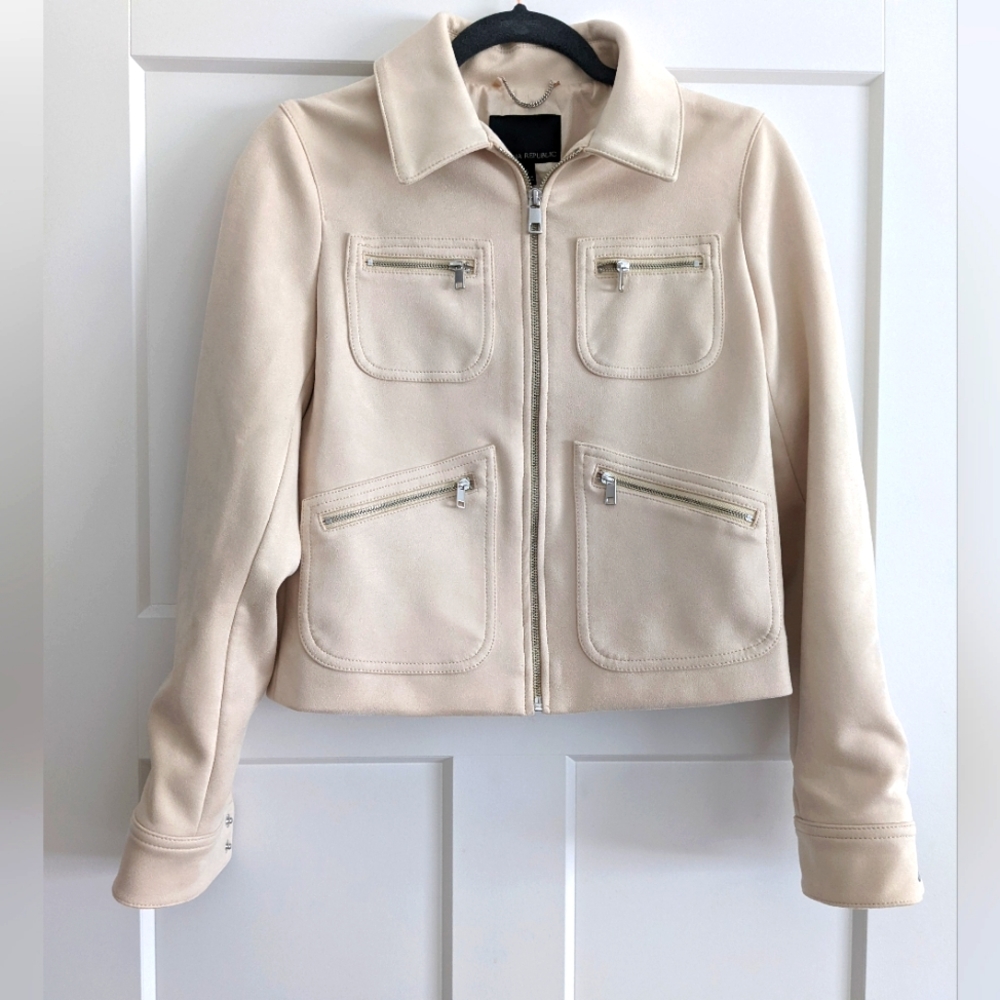 Banana Republic Vegan Suede 4-Pocket Zip Jacket Size Small